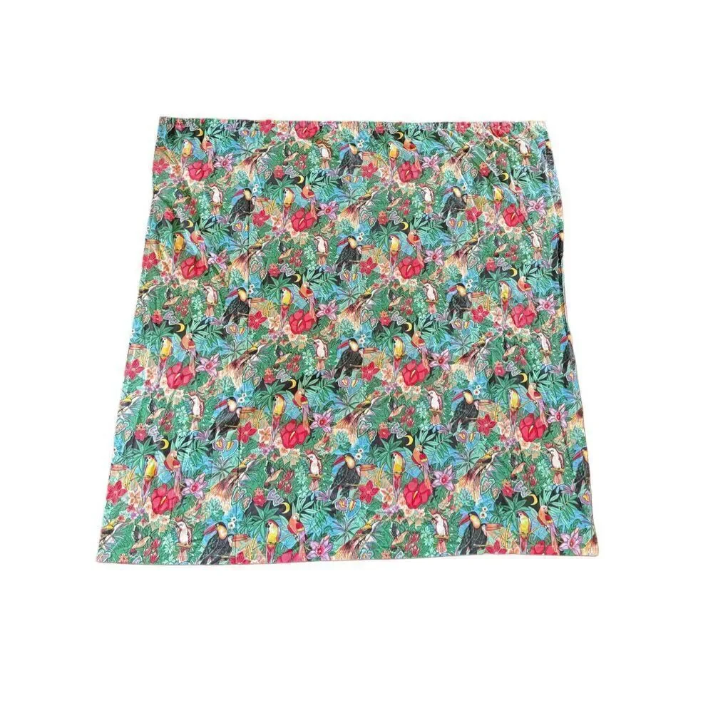 90s vintage Rainforest exotic bird shower curtain cotton jungle animal toucan